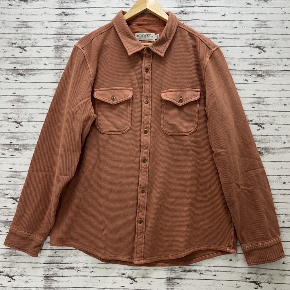 Outerknown Chroma Blanket Shirt Flannel Earth Red Men's Size L Long Sleeve Large